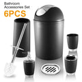 Bathroom Accessories Set 6 Pcs Bathroom Set Ensemble Complete Soap Dispenser Toothbrush Holder Tumbler Soap Dish Toilet Cleaning Brush Trash Can
