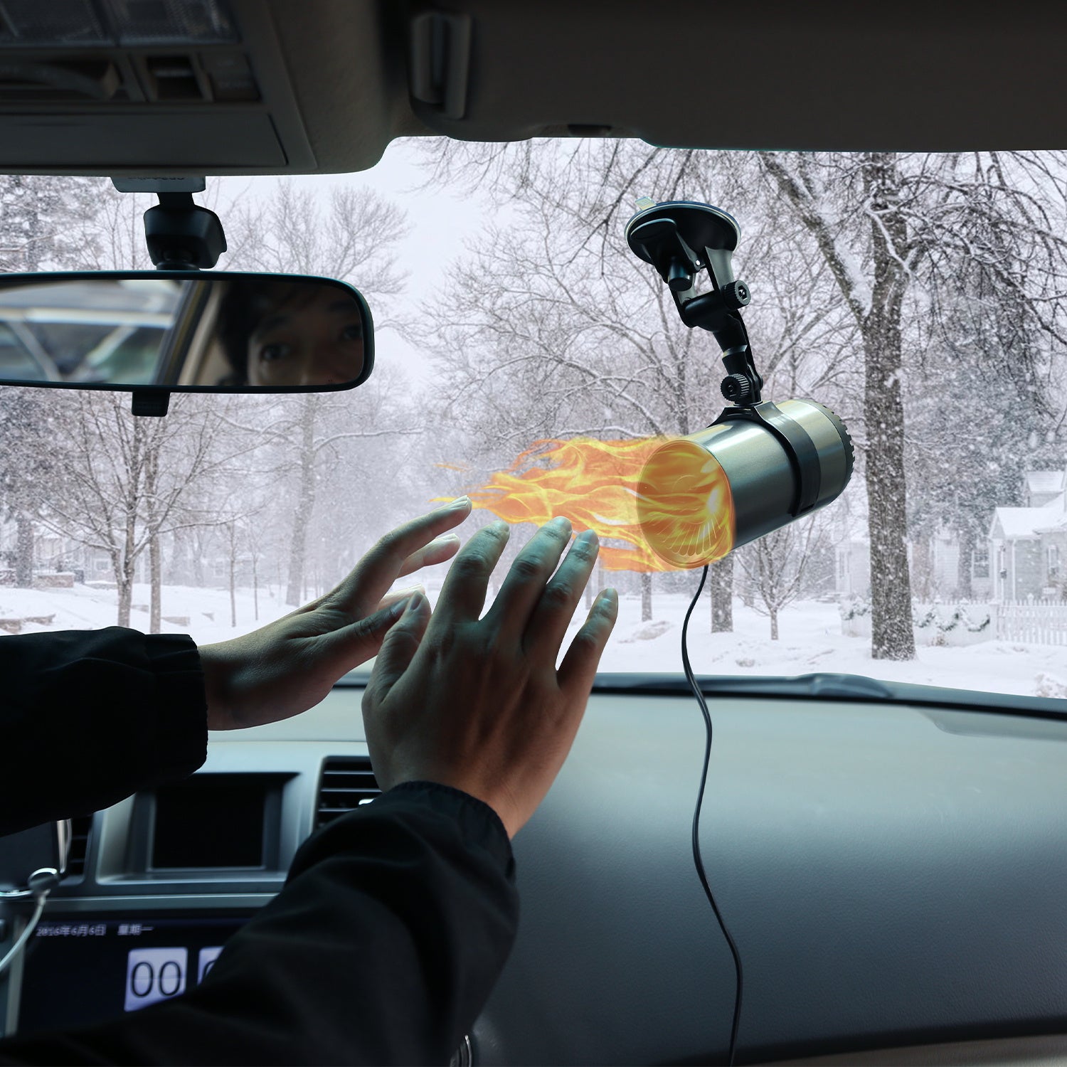 1Pc 12V 150W Portable Car Heater 2 In 1 Heating Cooling Fan Rotatable Demister Defroster With 4.92ft Cord